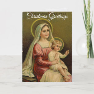 Cartão de Natal Vintage Maria Com Jesus