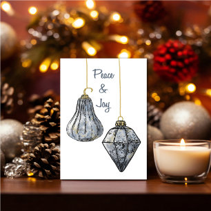 Cartão de Natal Vintage Mercury Glass Paz e Alegri