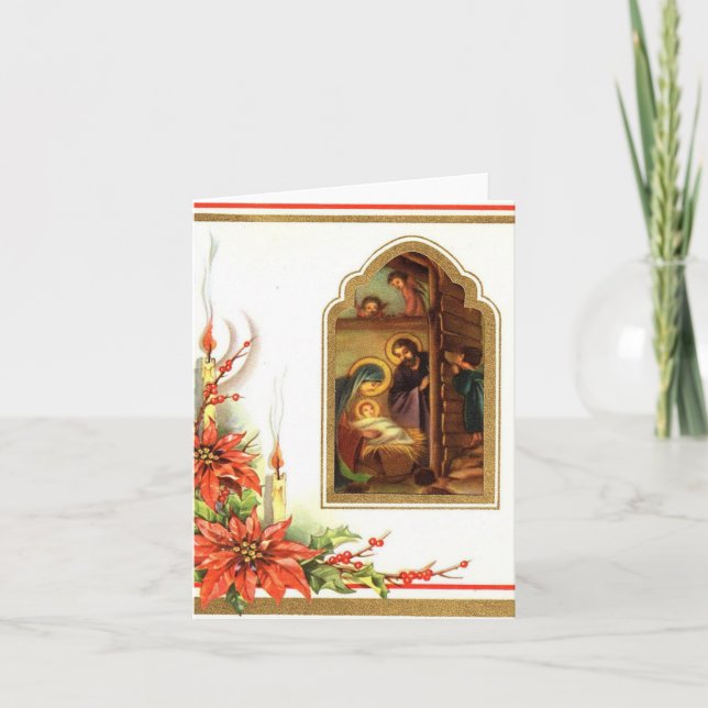 Cartão de Natal Vintage Natividade (Frente)