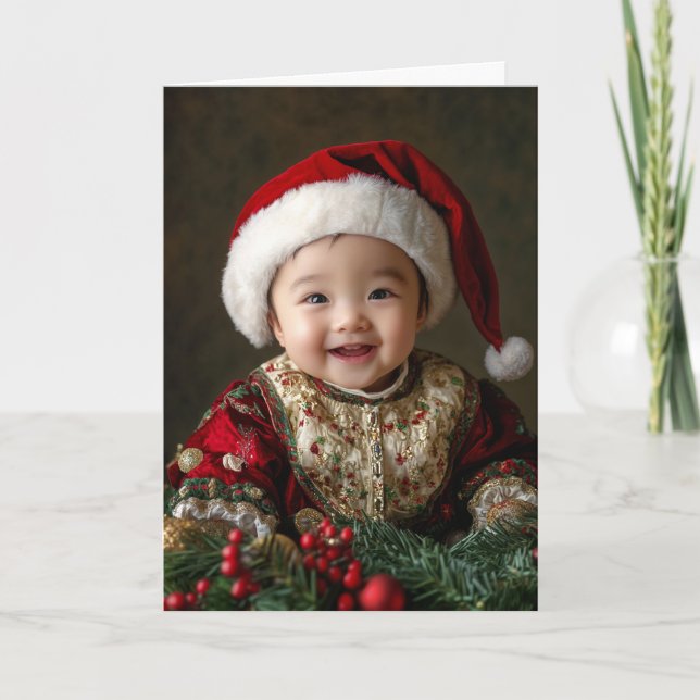 Cartão de Natal Vintage para Bebê (Frente)