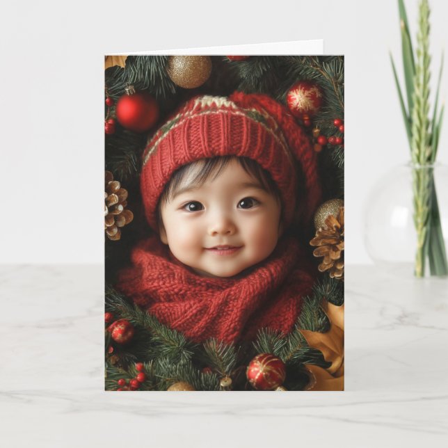 Cartão de Natal Vintage para Bebê (Frente)
