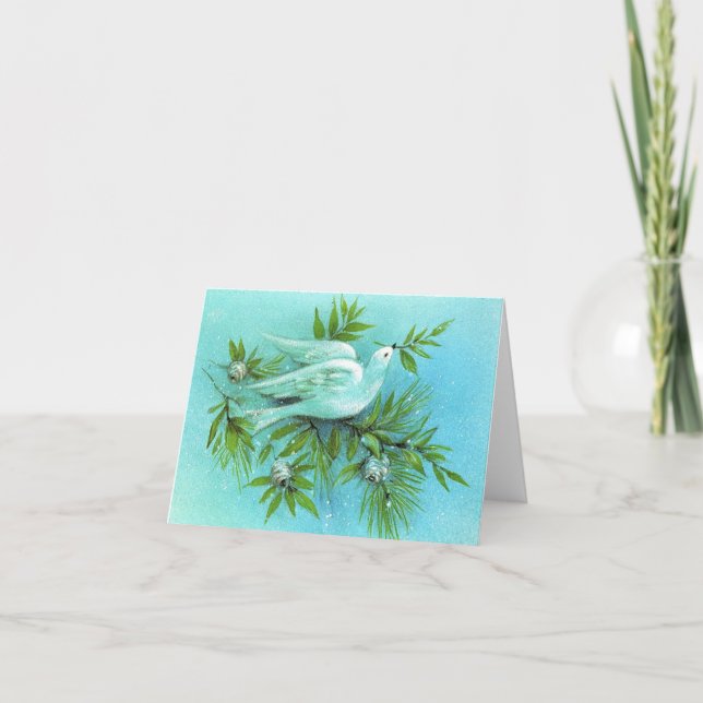 Cartão de Natal Vintage Peace Dove (Frente)
