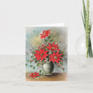 Cartão de Natal Vintage Poinsettia