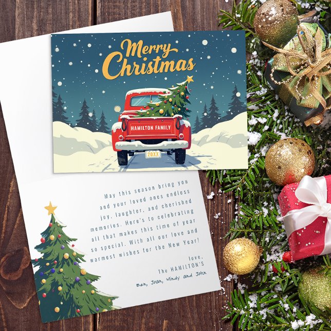 Cartão de Natal Vintage Red Truck (Fun Christmas Card)
