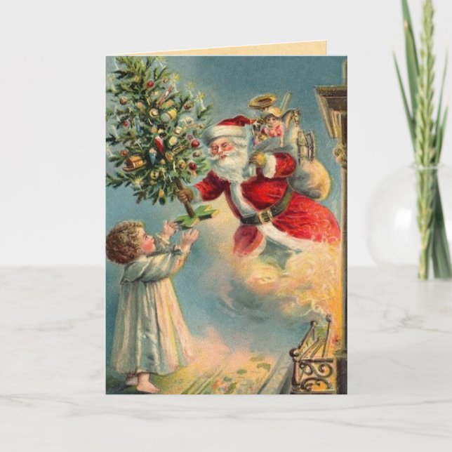 Cartão de Natal Vintage Santa Claus (Frente)