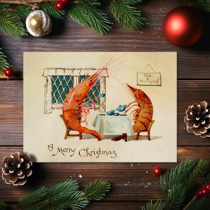 Cartão de Natal Vintage Shrimp