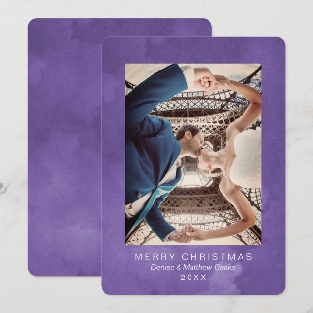 Cartão de Natal Violeta Ultra Quetzal Aquarela (Frente/Verso)