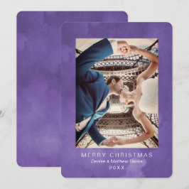 Cartão de Natal Violeta Ultra Quetzal Aquarela