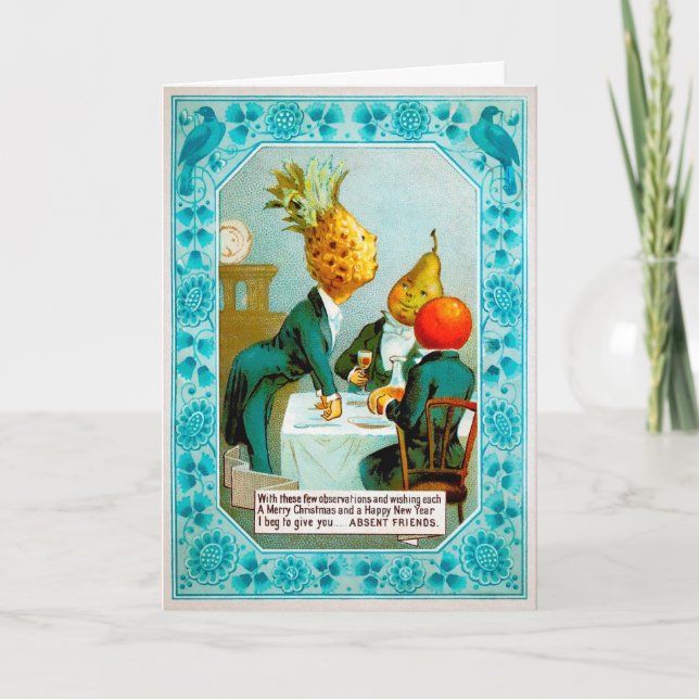 Cartão de Natal vitoriano Jantado por Frutas (Frente)