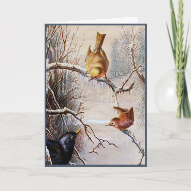 Cartão de Natal Vitoriano para Aves Férias (Frente)