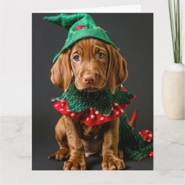 Cartão de Natal Vizla Elf Húngaro