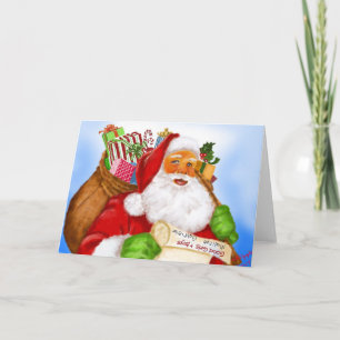 Cartão de Natal Watercolor Santa Claus
