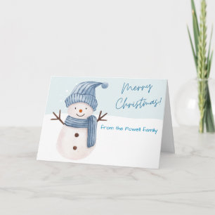 Cartão de Natal Watercolor Snowman Personalizável
