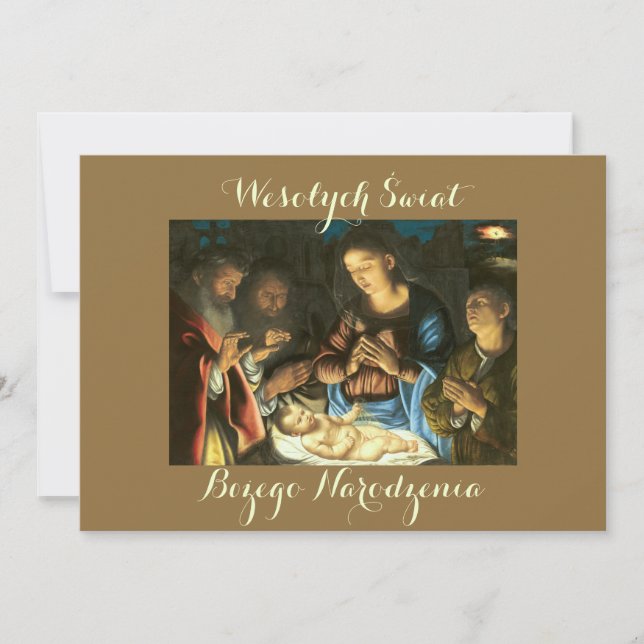 Cartão de Natal Wesołych świąt em polonês (Frente)
