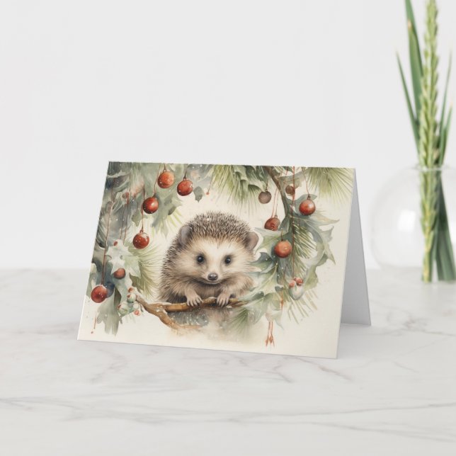 Cartão de Natal Whimsic Hedgehog (Frente)