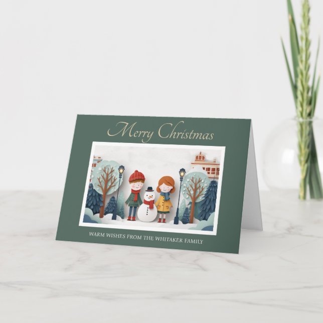 Cartão de Natal Whimsso com design de papel cortad (Frente)