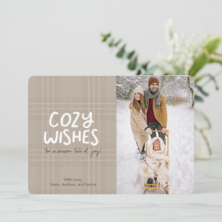 Cartão de Natal Winter Plaid Cozy Wishes