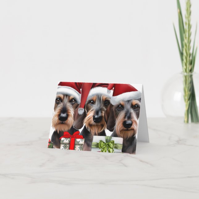 Cartão de Natal Wirehair Dachshund (Frente)