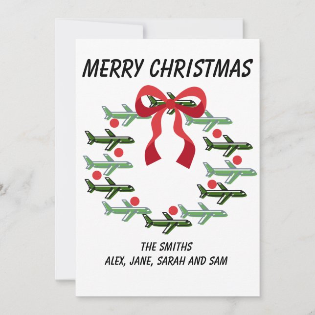 Cartão de Natal Wreath para cima e para fora (Frente)