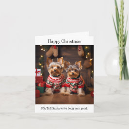 Cartão de Natal Yorkshire Terrier Dogs