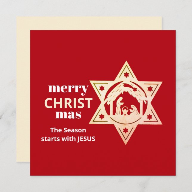 Cartão de Natividade Red CRISTmas Moderno (Frente/Verso)