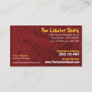 Cartão de negócio da restauração do marisco