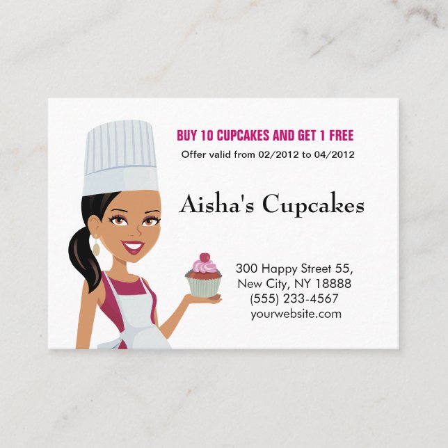 Cartão de negócios dos cupcakes com versão do Am (Frente)