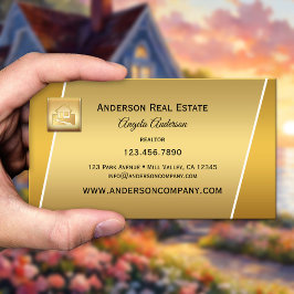 Cartão de negócios Dourado de Realtor de Logotipo
