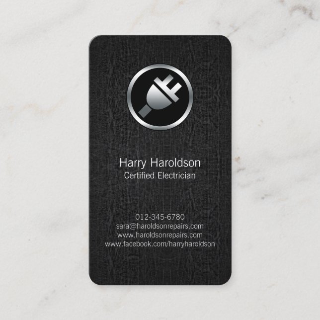Cartão de negócios Elétrico BlackGrunge de Plug El (Frente)