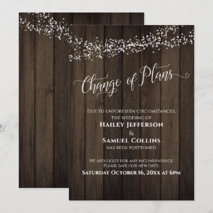 Cartão de Noivado Adiado Mudança de Planos Luzes d