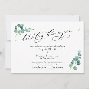 Cartão de Noivado Adiado Vamos Tentar Novamente