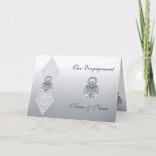 Cartão de Noivado Casamento Save the Date Renda Pr