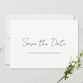 Cartão de Noivado com Script Elegante Branco para