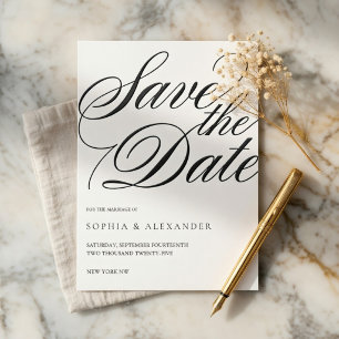 Cartão de Noivado Elegant Script Save the Date L