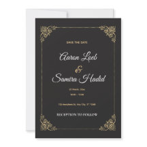 Cartão de Noivado Elegante Save the Date com Borda
