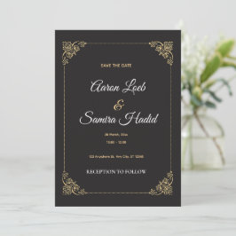 Cartão de Noivado Elegante Save the Date com Borda