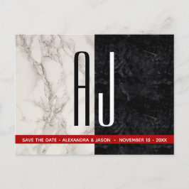 Cartão de Noivado Preto e Branco para Salvar a Dat