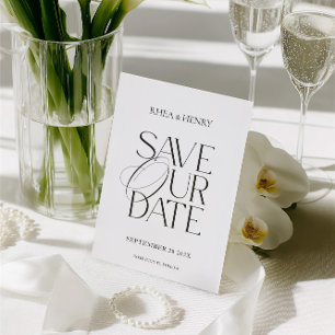 Cartão de Noivado Save the Date Clássico Moderno