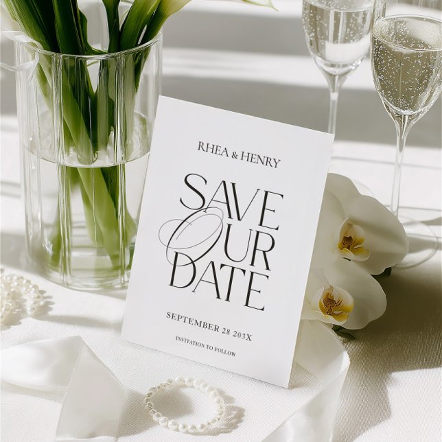 Cartão de Noivado Save the Date Clássico Moderno (Criador carregado)