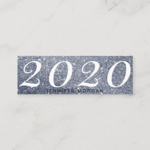 Cartão de nome da brilho prateada de graduação lux