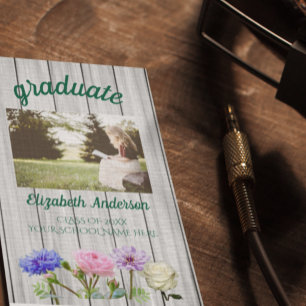 Cartão de Nome da Festa de Formatura no Jardim