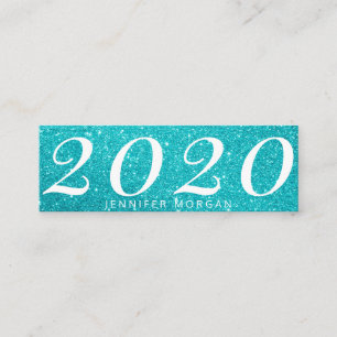 Cartão de Nome da Turquoise Glitter de Graduação L