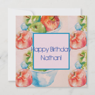 Cartão de Nome de Aquarela para Fruta de Maçãs Ver