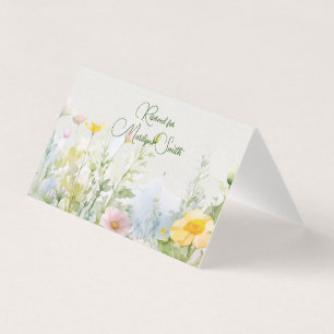 Cartão de Nome de Casamento com Borda de Flores Si