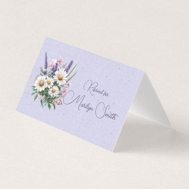 Cartão de Nome de Casamento com Flores Silvestres  (Frente)