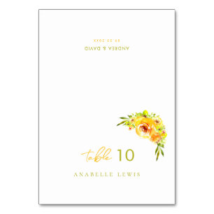 Cartão de Nome de Convidado Floral Verde Amarelo p