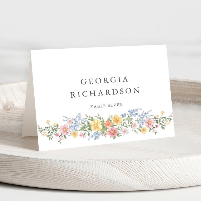 Cartão de Nome de Convidado Ornado com Pastel Suav (Soft Pastel Ornate Spring Garden Floral Place Card with guest name.)