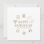 Cartão de nome de família personalizado branco e b<br><div class="desc">Feliz Hanukkah,  personalize o cartão de saudação do nome da família. Feliz Hanukkah,  Feliz Chanukah,  Hanukkah Sameach!,  Chag Sameach!,  Chag Urim Sameach!</div>