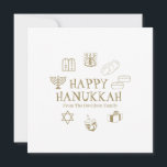 Cartão de nome de família personalizado branco e b<br><div class="desc">Feliz Hanukkah,  personalize o cartão de saudação do nome da família. Feliz Hanukkah,  Feliz Chanukah,  Hanukkah Sameach!,  Chag Sameach!,  Chag Urim Sameach!</div>