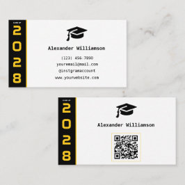 Cartão de Nome de Formatura com Código QR Preto Do